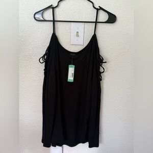 Goldray Lace Up Shoulder Knit Top